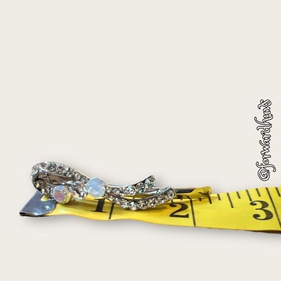 Rhinestone & Aurora Borealis AB Hairpin Barrette Made in Paris - Picture 8 of 12